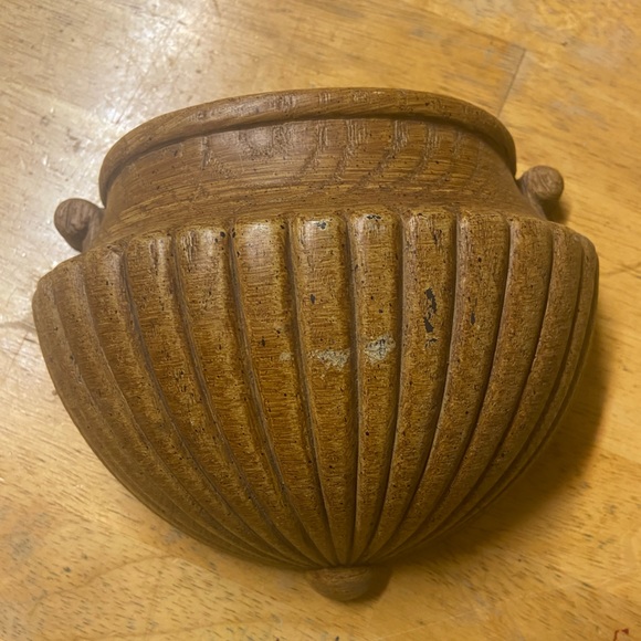 Homco vintage mcm vtg Wall Pocket hanging Planter Brown burwood faux wood - Picture 2 of 5